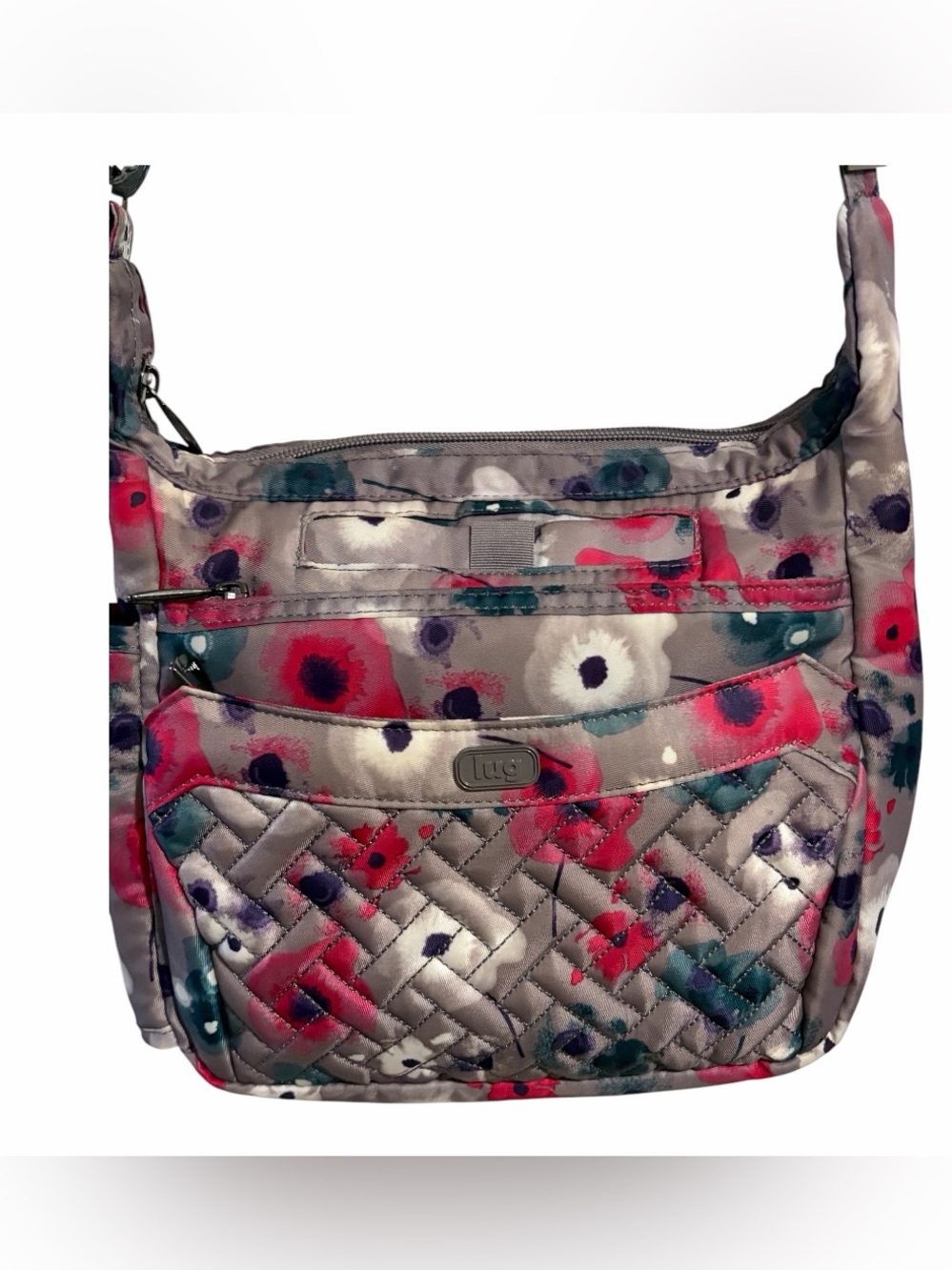 Lug Flutter Crossbody Bag Watercolor Pearl Lightweight Packable Grey Pink White - Picture 2 of 11